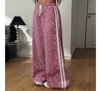 Pantaloni della tuta ampi con elastico in vita, decorazione con texture a banda e stampa leopardata, adatti per festival musicali estivi Y2K da donna L,M,S,XL,XS,XXL,XXS,XXXL,XXXXLTessuto intrecciato
