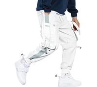 Pantaloni della tuta cargo casual da uomo Cargo Nine Sport Casual Pantaloni allentati Hip Uomo Dimensione Harlem Pantaloni da uomo Tasche Outdoor Escursionismo Lavoro Pantaloni della tuta, bianco, XL