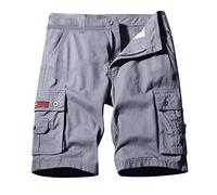 Pantaloni della tuta cargo casual da uomo Design in cotone moda tinta unita cuciture pantaloncini pantaloni generali pantaloni da jogging da allenamento pantaloni della tuta per gli uomini, Grigio, XL