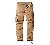 Pantaloni della tuta cargo casual da uomo multi tasca dritto tinta unita all'aperto pantaloni generali moda pantaloni larghi pantaloni cargo per gli uomini, cachi, L