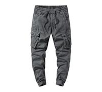 Pantaloni della tuta cargo da uomo di grandi dimensioni tinta unita laterali multi tasche pantaloni lunghi atletici pantaloni della tuta, Grigio, 5XL