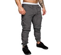Pantaloni della tuta cargo da uomo larghi casual tuta corsetto sport di strada pantaloni lunghi pantaloni cargo per uomo, Grigio scuro, 4XL