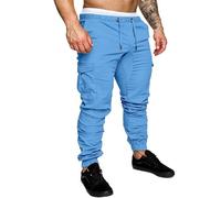 Pantaloni della tuta cargo da uomo larghi casual tuta corsetto sport di strada pantaloni lunghi pantaloni cargo per uomo, Blu, 4XL