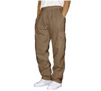 Pantaloni della tuta cargo da uomo UK Baggy Track Pantaloni da lavoro per uomo Big and Tall Walking Mens Joggers Gamba dritta Pantaloni da trekking da uomo Chino Pantaloni da jogging, Marrone, L