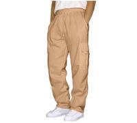Pantaloni della tuta cargo da uomo UK Baggy Track Pantaloni da lavoro per uomo Big and Tall Walking Mens Joggers Gamba dritta Pantaloni da trekking da uomo Chino Pantaloni da jogging, cachi, M