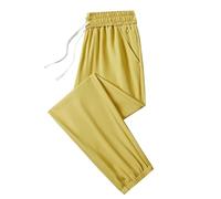 Pantaloni della tuta casual da donna con fondo Cinch Baggy Ice Silk Sportivi Yoga Pantaloni a vita alta Vestibilità ampia Elastico Accogliente 2025 Pantaloni da salotto Allenamento Attivo Joggers