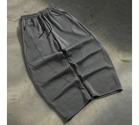 Pantaloni della tuta casual e ampi da uomo, design con pieghe e patchwork, colori nero e grigio, adatti per primavera/autunno L,M,S,XLColore unicoTessuto in maglia