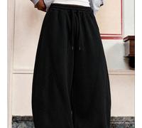 Pantaloni della tuta casual e ampi da uomo, design con pieghe e patchwork, colori nero e grigio, adatti per primavera/autunno L,M,S,XLColore unicoTessuto in maglia