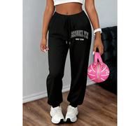 Pantaloni della tuta con stampa a caratteri e coulisse, per taglie forti, adatti per l'inverno 0XL,1XL,2XL,3XL,4XLLettereTessuto