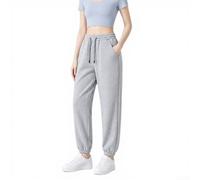 Pantaloni della tuta da donna a nido d'ape, a vita alta, larghi, per jogging, con tasche, per abbigliamento da salotto, taglie forti M-5XL (grigio, M)