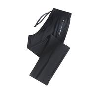 Pantaloni della tuta da donna con coulisse e tasca, multiuso in misto tessuto, gamba larga, per sport, yoga, uso quotidiano, Nero , 4XL