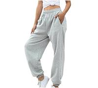 Pantaloni della Tuta da Donna Pantaloni da Jogging Pantaloni da Allenamento per Yoga A Vita Alta con Tasche Donna Solido Sciolto Gamba Dritta Pantaloni (Z01- Grey, XXL)