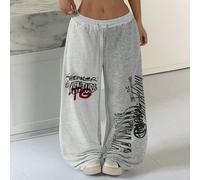 Pantaloni della tuta da donna primavera/estate con blocchi di colore e graffiti, ampi e casual, adatti per il pendolarismo, le vacanze, stile Y2K hot girl, streetwear anni 2000, punk, rock, con colori