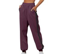 Pantaloni della tuta da donna UK a vita alta con risvolto pantaloni della tuta oversize elasticizzati a gamba dritta pantaloni da tuta in tinta unita con tasche da lavoro palestra yoga jogging
