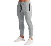 Pantaloni della tuta da ginnastica da uomo, vestibilità aderente, pantaloni da jogging alla moda, pantaloni sportivi aderenti per fitness, pantaloni sportivi a tinta unita, con coulisse e tasca con