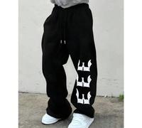 Pantaloni della tuta da uomo alla moda, stile strada, con stampa a croce, gamba dritta e linea morbida L,M,S,XL,XXLLettereTessuto