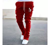 Pantaloni della tuta da uomo con motivo a croce, vita con coulisse e tasche laterali, colore rosso L,M,S,XL,XXLGraficoTessuto