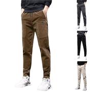 Pantaloni della tuta da uomo con risvolto, slim fit, in velluto a coste, elasticizzati, casual, per tutti i giorni feriali, invernali, alla moda, per il tempo libero, con elastico in vita, coulisse