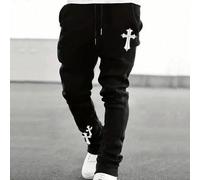 Pantaloni della tuta da uomo con stampa a croce in vita con cordoncino, pantaloni della tuta casual da strada con cordoncino, idea regalo per il marito o il fidanzato, adatti per feste e raves L,M,S,X