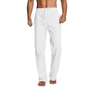 Pantaloni della tuta da uomo in cotone da yoga casual da spiaggia in cotone leggero yoga elastico in vita yoga spiaggia gamba dritta yoga pantaloni pilates, 0b-bianco, XL