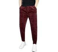 Pantaloni della tuta da uomo in velluto a coste pantaloni da jogging da uomo multi casual pantaloni larghi in velluto a coste per interni ed esterni, atletica, corsa e passeggiate, Rosso, XL