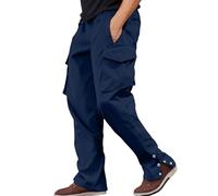 Pantaloni della Tuta da Uomo, Pantaloni Cargo Casual, Larghi, Stile Streetwear Hip Hop, Comodi, da Indossare all'aperto, con più Tasche, per la Stagione Autunnale (Navy, XL)