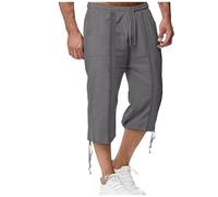 Pantaloni della tuta da uomo primavera ed estate pantaloni da jogging pantaloni larghi casual da spiaggia pantaloni Capri da uomo pantaloncini casual set, Grigio, M