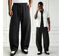 Pantaloni della tuta eleganti e larghi da uomo HUEFORM con orlo curvo, stile casual vintage, adatti per casa, pendolarismo, gamba larga L,M,S,XL,XXLColore unicoTessuto in maglia