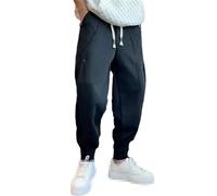 Pantaloni della tuta invernali da uomo, caldi e foderati, in stile hip hop, Nero , XXL
