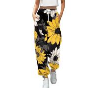 Pantaloni della tuta larghi da donna girasole con fondo stretto casual grafico attivo con tasche joggers stampa girasole sciolto yoga stampa floreale pantaloni morbidi sportivi 2025 pantaloni sportivi