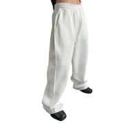 Pantaloni della tuta larghi da uomo, atletici, a gamba larga, vestibilità ampia, con coulisse, elastico in vita, fondo aperto, casual, con tasche, per sport e uso quotidiano, bianco, XXL