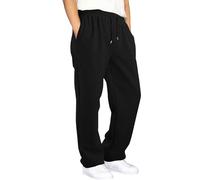 Pantaloni della Tuta Neri da Ragazzo, Pantaloni Casual da Adolescente, della Tuta Larghi con Elastico in Vita, a Gamba Dritta Ragazzo