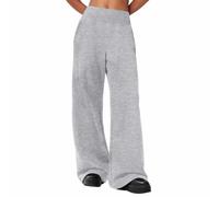 Pantaloni della tuta oversize per ragazze gamba larga elastico dritto pantaloni larghi scuola allenamento atletico pantaloni di base vestiti per bambini, Grigio, 8-9 Anni