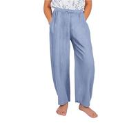 Pantaloni della tuta unisex per bambini, in cotone e lino, con coulisse elastica in vita, pantaloni da jogging con tasche, per ragazzi e ragazze, pantaloni lunghi larghi da spiaggia, Azzurro, 10-11