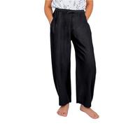 Pantaloni della tuta unisex per bambini, in cotone e lino, con coulisse elastica in vita, pantaloni da jogging con tasche, per ragazzi e ragazze, pantaloni lunghi larghi da spiaggia, Nero , 13-14 Anni