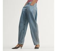PANTALONI DENIM HIGH RISE BARREL LEG Worn Blue Denim 25-30