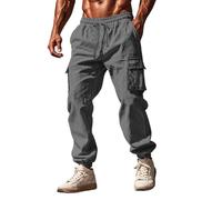 Pantaloni di Lino Cotone Uomo Pantaloni in Vita Lunghi Sportivi in Cotone Pantalone a Gamba Dritta Leggeri Comodi Jogging Yoga Pantalaccio Estivi Lino Eleganti Lavoro Spiaggia con Tasche e Coulisse