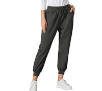 Pantaloni di lino da donna, comodi, in pelle, da motociclista pubblica, pantaloni da jogging da nuoto, pantaloni da jogging larghi per intervista, cargo larghi da donna, Nero , XXL