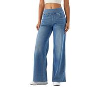 Pantaloni di lino da donna Resort colorato con cintura elasticizzata data abito con tasche formale tuta da arrampicata brillante floreale da donna tuta da palestra fondo, Azzurro, M