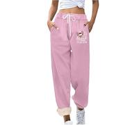 Pantaloni di Natale Abiti da donna Vestiti di Natale Leggings foderati in pile a vita alta Collant termici Casual Pantaloni invernali da donna 2025 Abbigliamento sportivo Indoor Outdoor, rosa, XL