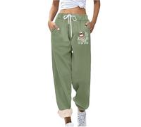 Pantaloni di Natale Abiti da donna Vestiti di Natale Leggings foderati in pile a vita alta Collant termici Casual Pantaloni invernali da donna 2025 Abbigliamento sportivo Indoor Outdoor, Verde, XL