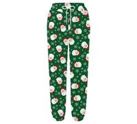 Pantaloni di Natale da Donna A Gamba Larga, Comodi con Elastico, Stampa Festiva, Colori Nero, Rosso E Vino,Taglie dalla S alla XXL, per La Casa