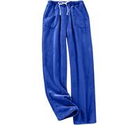Pantaloni di Peluche Uomo Donna Pile Pantaloni del Pigiama Spessi da Donna Pantaloni del Pigiama in Pile Morbido Unisex Pantaloni da Casa Pantaloni Lunghi E Caldi per Il Tempo Libero, Darkblue, M