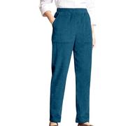 Pantaloni di velluto a coste da donna a vita alta Mom, pantaloni per il tempo libero foderati termici con vita elastica, pantaloni slip-on a gamba dritta rilassati, pantaloni da lavoro leggeri