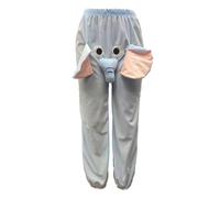 Pantaloni divertenti a forma di elefante, con naso lungo e orecchie grandi, pantaloni in pile con animali , divertenti pantaloni da pigiama per coppie, per donne e uomini, Blu-L, Refer to