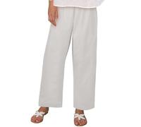 Pantaloni Donna Comodi Leggeri Curvy Pantalone Cotone E Lino Vita Alta Eleganti Pantalon Spiaggia Elasticizzati con Tasche Estivi Beige Pantaloni Lunghi Larghi Primavera Neri per Le Vacanze