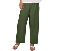 Pantaloni Donna Comodi Leggeri Curvy Pantalone Cotone E Lino Vita Alta Eleganti Pantalon Spiaggia Elasticizzati con Tasche Estivi Beige Pantaloni Lunghi Larghi Primavera Neri per Le Vacanze