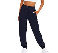 Pantaloni Donna Cotone da Jogging a Gamba Larga Larghi Casual Pantalone Vita Alta Yoga Trekking con Tasche Comodi