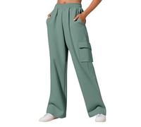 Pantaloni Donna Cotone da Jogging a Gamba Larga Sportivi Casual Pantalone Sweatpants in Pile per Autunno e Inverno