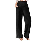 Pantaloni Donna Cotone Lino, Pantalone Comodo per Le Donne alla Moda Tinta Unita con Tasche Estivi Larghi Tuta Leggeri Elastico in Vita Tendenza Trousers Uscire Party Palestra Offerte a Tempo
